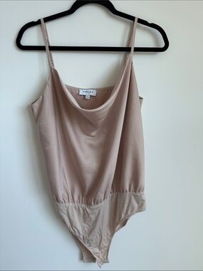 Gilli Blush Cowl Neck Bodysuit Size L Silky Camisole Tank